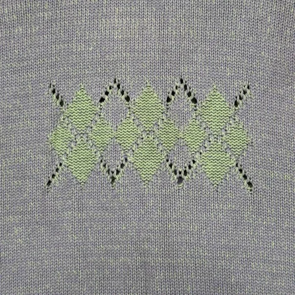 VTG Liz Claiborne Golf Womens S Lavender Argyle Knit V Neck Sweater Vest USA - Picture 5 of 8